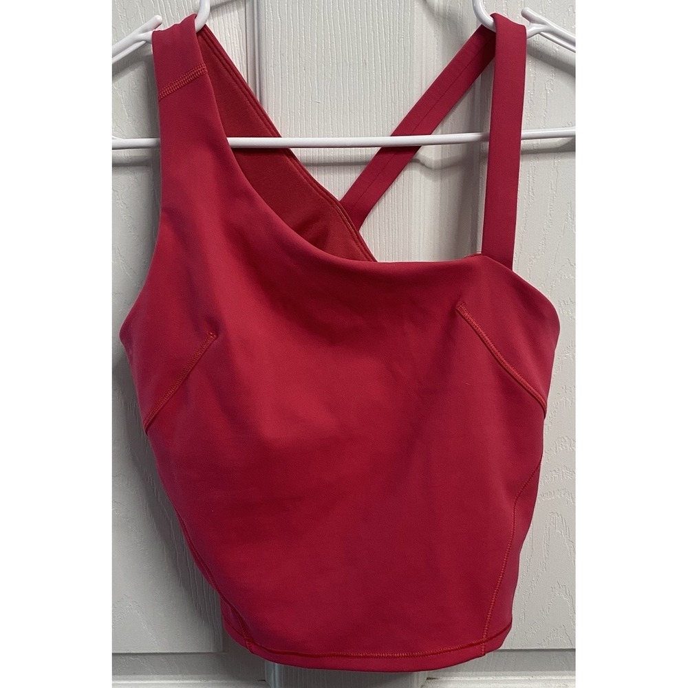 Lululemon Everlux‎ Asymmetrical Women's Tennis Tank Top/Sports Bra Coral Sz4(XS)